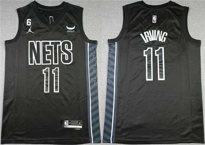 Mens Brooklyn Nets #11 Kyrie Irving Black2022-23 Statement Edition No.6 Patch Stitched Basketball Jersey->brooklyn nets->NBA Jersey